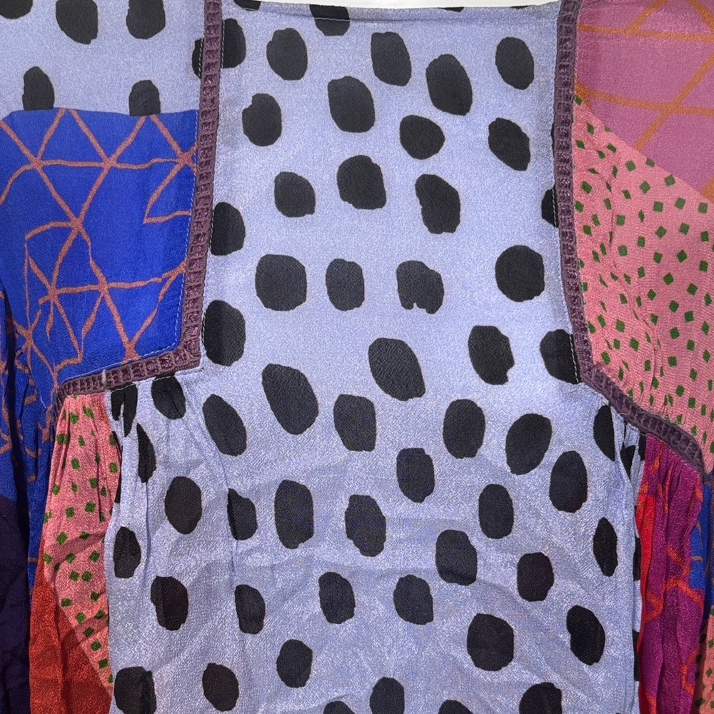 Colorful Polka Dot Patchwork Blouse - image 3